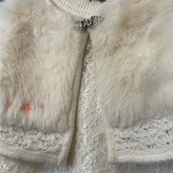 VINTAGE 2 PIECE LACE DRESS AND FUR COAT SZ 4 - Picture 8 of 8